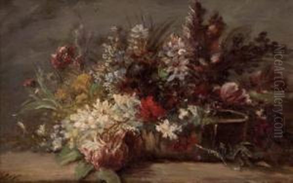 Blumenstillleben Oil Painting by Victor Louis Vincelet