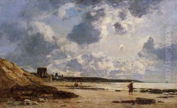 Trouville, Black Rocks Oil Painting by Eugene Boudin