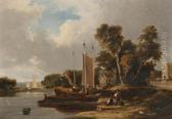 On The River Yare, Near Norwich Oil Painting by George Vincent