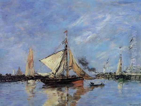 Trouville, the Jettys, High Tide III Oil Painting by Eugene Boudin