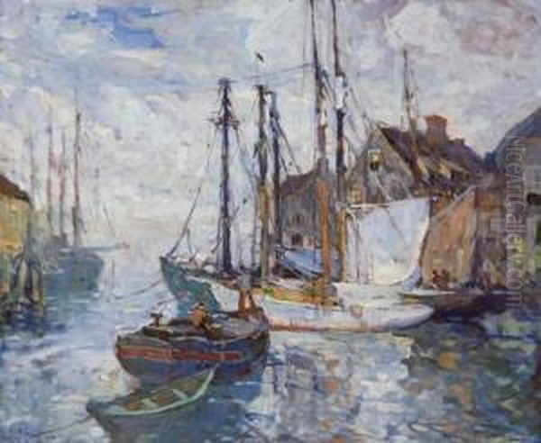 ''an Unfrequented Harbor, Cape Ann'' Oil Painting by Harry Aiken Vincent