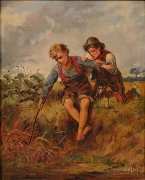 Young Anglers Oil Painting by Henry Vincent