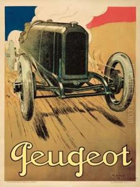 Peugeot. 1919. Oil Painting by Rene Vincent