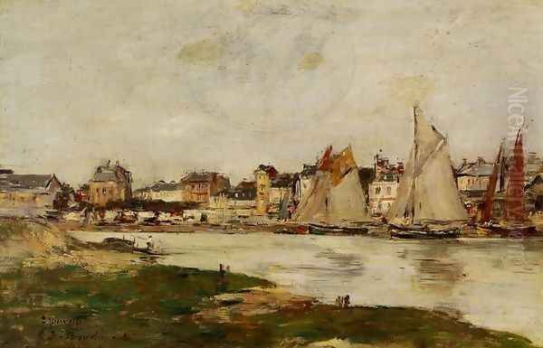 View of the Port of Trouville, High Tide Oil Painting by Eugene Boudin