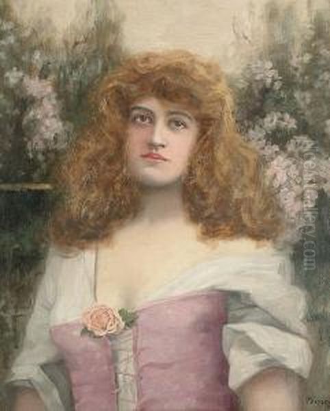 Portrait Of A Lady Oil Painting by W. Vincent