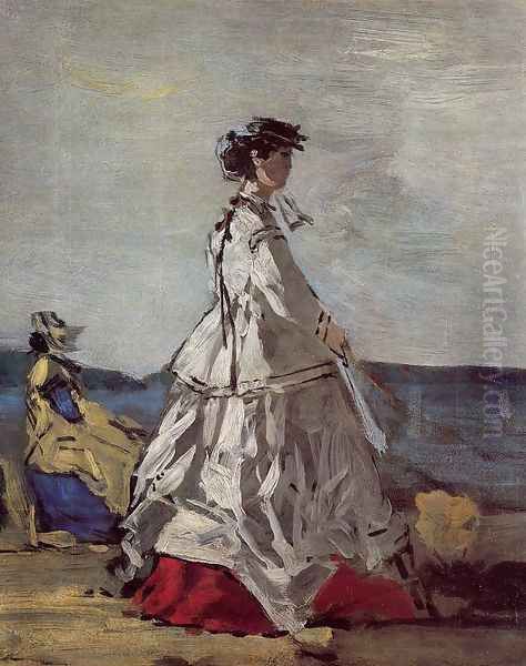 Princess Metternich on the Beach Oil Painting by Eugene Boudin