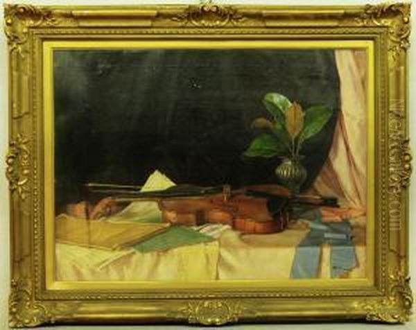 Natura Morta Con Violino Oil Painting by Aristotele Vincenzi