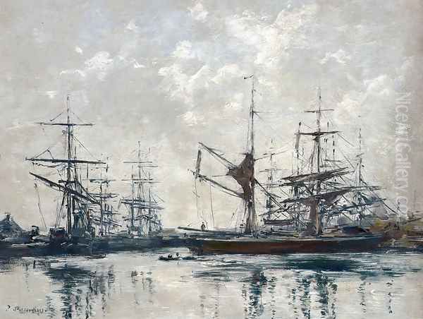 The Basin, Deauville Oil Painting by Eugene Boudin