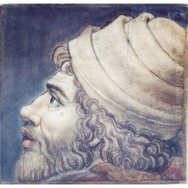 Head Of A Man: Fragment From A Cartoon Oil Painting by Tommaso Vincidor