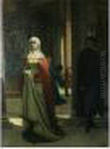 Faust And Margaret Oil Painting by Frans Vinck