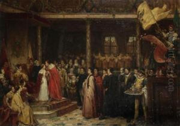 Swearing Of The Oath With Margareth Of Parma Oil Painting by Frans Vinck