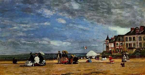 The beach at Trouville Oil Painting by Eugene Boudin