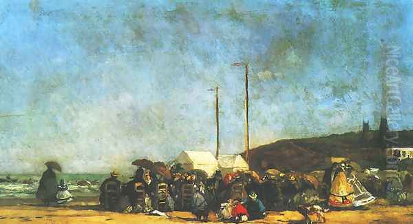 Beach at Trouville 2 Oil Painting by Eugene Boudin