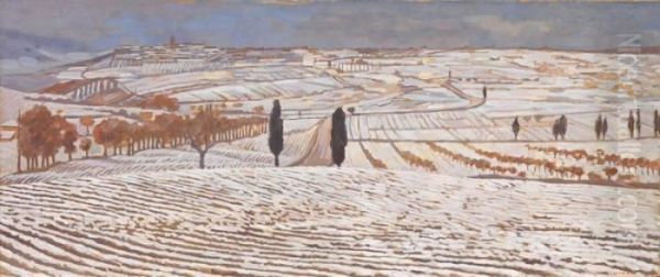 Inverno Nella Campagna Senese Oil Painting by Giuseppe Viner