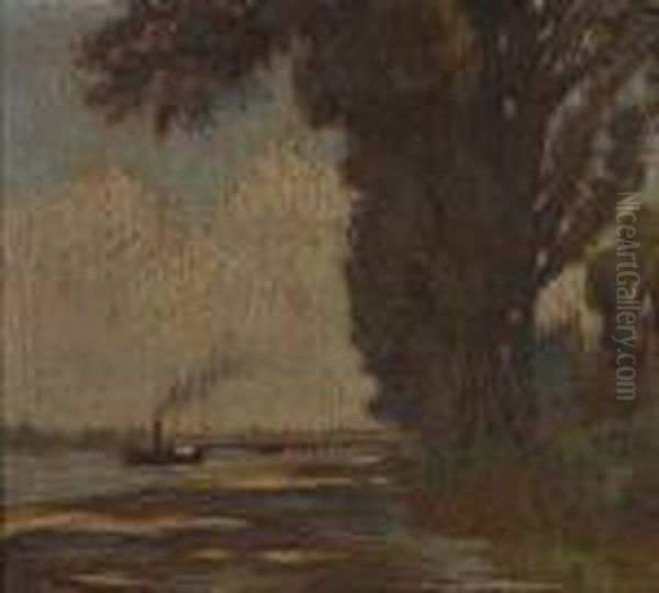 Lungo Il Fiume Oil Painting by Giuseppe Viner