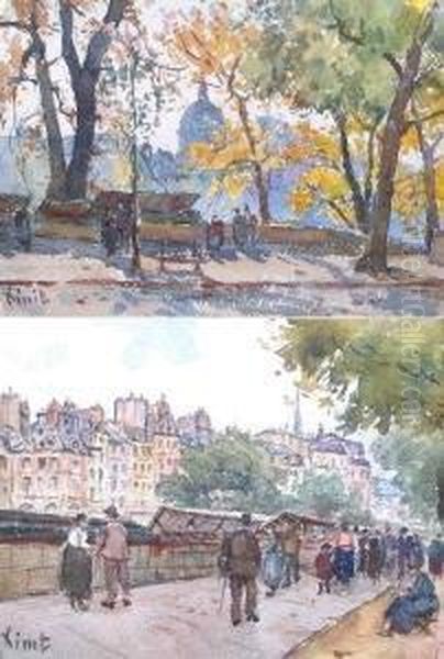 Paris, An Der Seine Oil Painting by Charles Leon Vinit