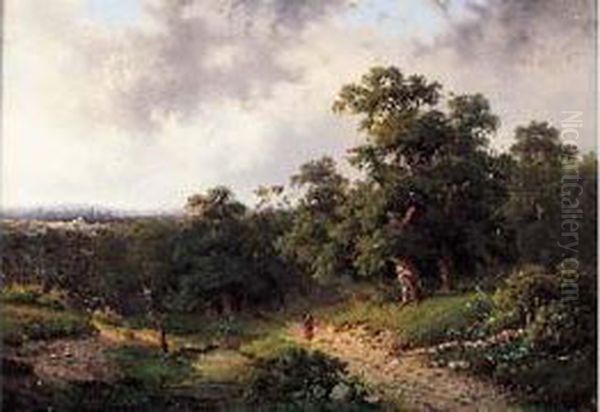 Promeneuse Dans La Foret De Gelre Oil Painting by Willem Frederik Vinkenbos