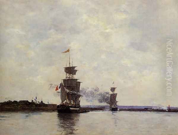 Havre, the Outer Harbor Oil Painting by Eugene Boudin