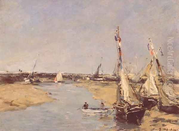 Trouville at Low Tide Oil Painting by Eugene Boudin