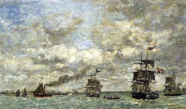 Anvers. Bateaux sur l'Escaut 1871-74 Oil Painting by Eugene Boudin