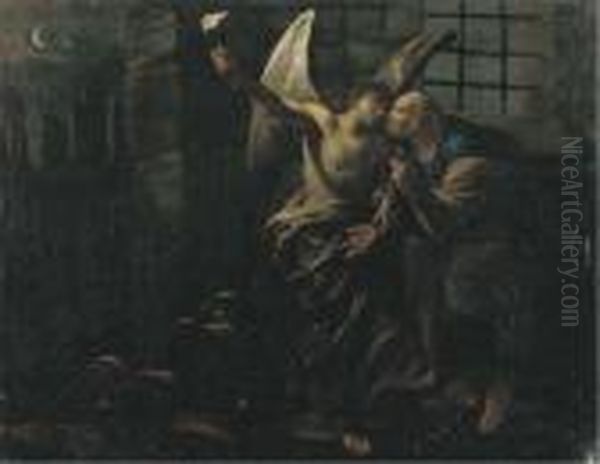 La Liberazione Di San Pietro Dal Carcere Oil Painting by Domenico Viola