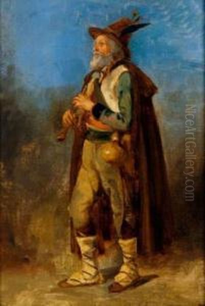 Portrait De Paysan Italien Oil Painting by Adolphe Etienne Viollet-Le-Duc