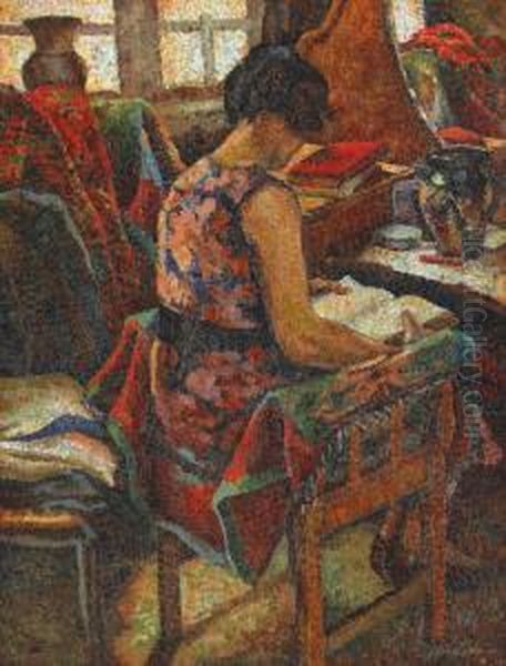 Lectura Oil Painting by Leon Viorescu