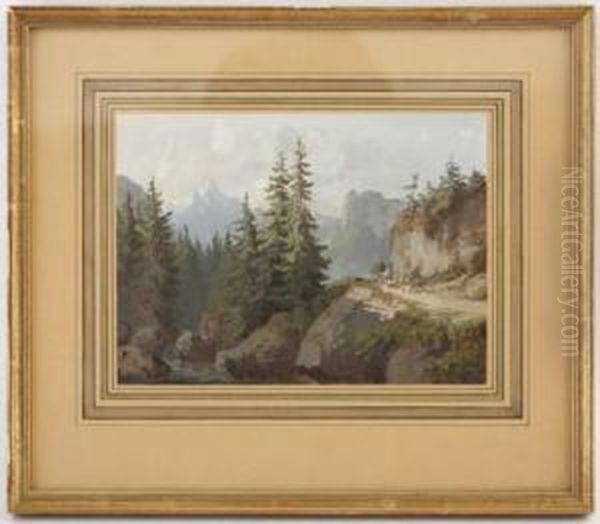 Paysage De Montagne Anime Oil Painting by Antony Viot