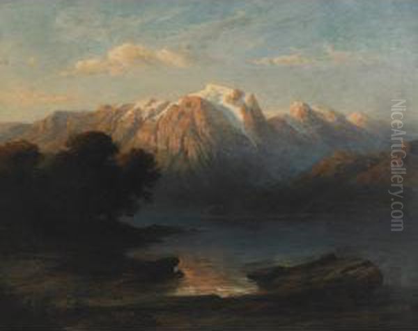 A View Of Mountains And Lake Oil Painting by Frederick Charles Vipond Ede