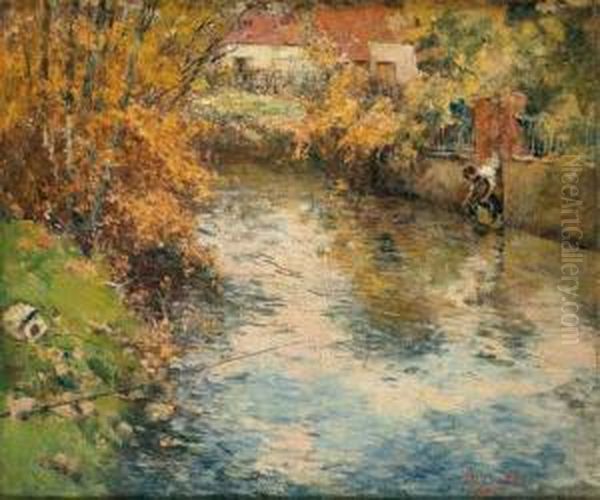 Jardinier Et Son Arrosoir A La Riviere Oil Painting by Frederick Charles Vipond Ede