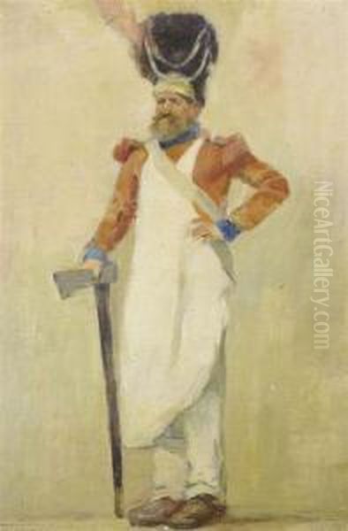 A Soldier With An Axe. Oil Painting by Paul Virchaux