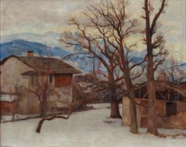 Effet D'hiver En Valais Oil Painting by Paul Virchaux