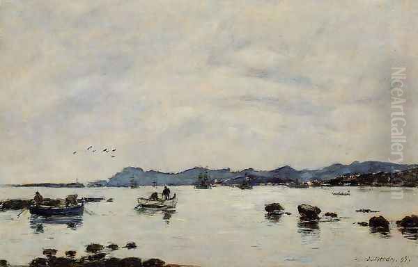 Golfe-Juan, the Bay and the Mountains of Esterel Oil Painting by Eugene Boudin