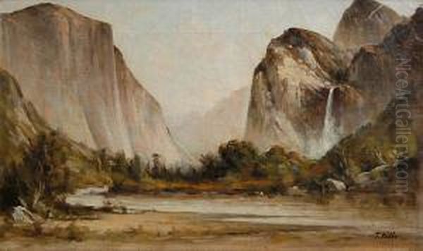 Yosemite Valley Oil Painting by Thomas Virgil Troyon Hill