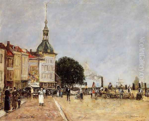 The Town of Dordrecht Oil Painting by Eugene Boudin