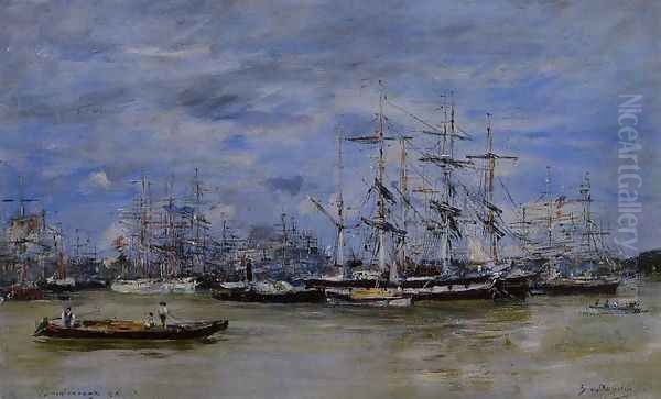 Bordeaux, the Port I Oil Painting by Eugene Boudin