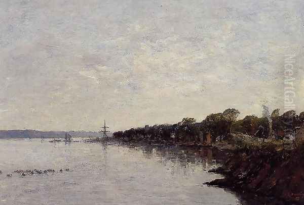 Brest, the Banks of the Harbor Oil Painting by Eugene Boudin