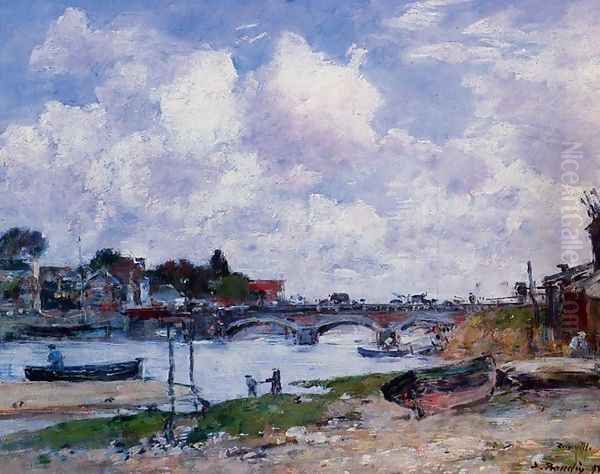 The Bridge over the Toques at Deauville Oil Painting by Eugene Boudin