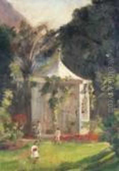 Paisagem Com Coreto E Criancas Oil Painting by Eliseo Visconti