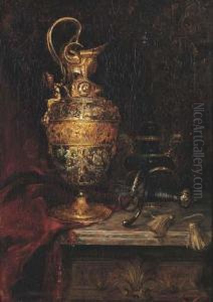 Still Life With Urn Oil Painting by Giuseppe Antonio A. Visconti