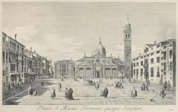 Six Views Of Venice: Platea S. Mariae Formosae, Ejusque Templum Oil Painting by (Giovanni Antonio Canal) Canaletto