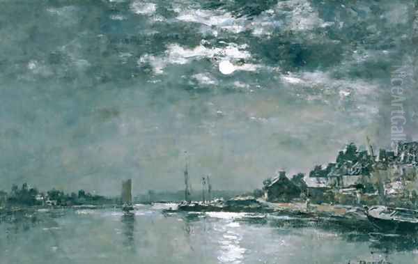 Moonlit Seascape Oil Painting by Eugene Boudin