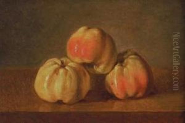 Trois Pommes Sur Un Entablement Oil Painting by Francois Xavier Vispre