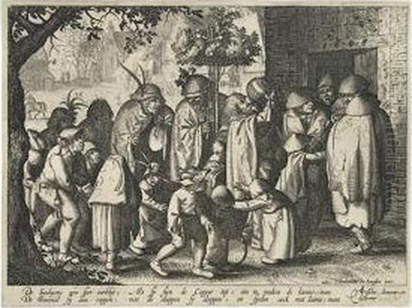 Procession With Feasting Lepers. Oil Painting by Claes Jansz Ii Visscher