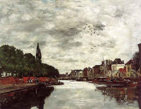 Canal near Brussels Oil Painting by Eugene Boudin