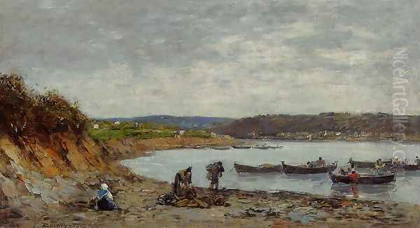 Brest, Fishing Boats Oil Painting by Eugene Boudin