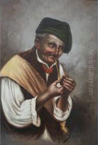 The Neapolitan Fisherman; And His Wife Oil Painting by F. Vitale