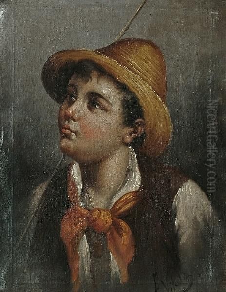 Portrait Of A Boy Oil Painting by F. Vitale