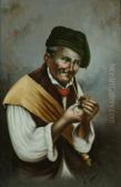 A Good Smoke, The Cooking Pot Oil Painting by F. Vitale