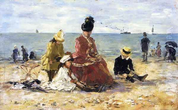 On the Beach V Oil Painting by Eugene Boudin